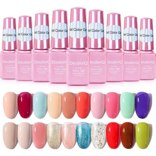 20 Colors 7ml UV Gel Nail Polish Semi Permanent Colorful Nail Art Gel Varnish Soak Off Gel For Manicure Top Coat Base Coa