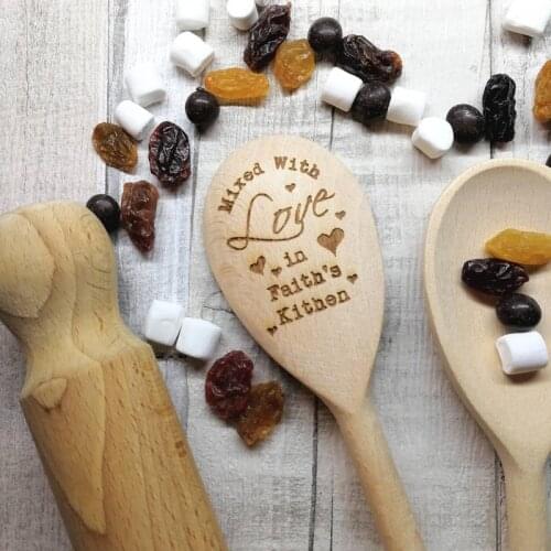 Personalised Engraved Wooden Spoon, name text engraved Wedding Wooden spoons favors, birthday Housewarming party favors gifts