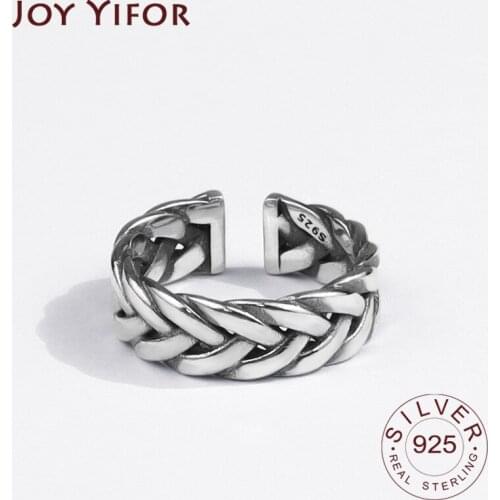 925 Sterling Silver Rings for Women Leave Chain Vintage Wedding Trendy Jewelry Large Adjustable Antique Rings Anillos