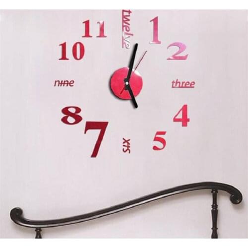 Creative Acrylic Wall Clock Diy Beautiful Wall Clock Wall Stickers Study Mute Personality English Wall Clock