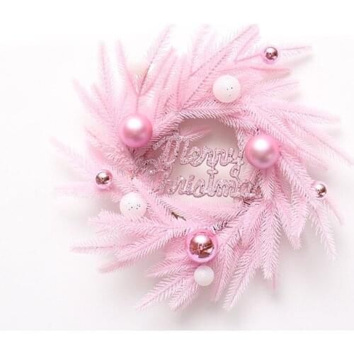 Creative Christmas Door Wreath Christmas Decoration Artificial Pink Garland Wreaths For Home Window Wall Decoration