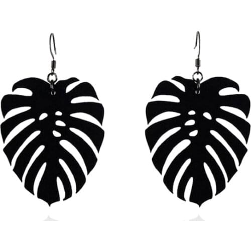 Euramerican Fashion Vintage Black Tree leaf Drop Earrings For Women Simple Hollow out Acrylic Earring Jewelry Gift E18137