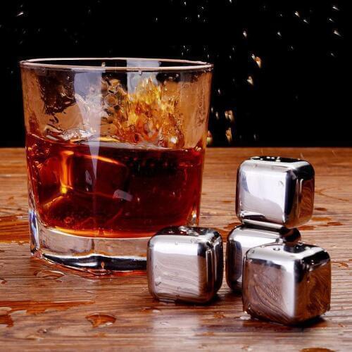 4/6 PCS Stainless Steel 304 Ice Cubes Whisky Ice Coolers Holder Cold Stone WhiskeyWine/Beer Cooler Rocks Bar KTV Supplies BK001