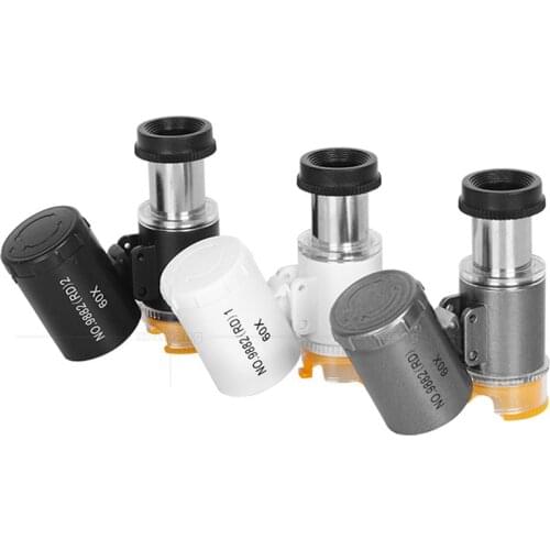 60X Portable Magnifying Glass Heating and Cooling Lamp 3 Led Fluorescent Silver Dollar Antique Work Identification Microscope