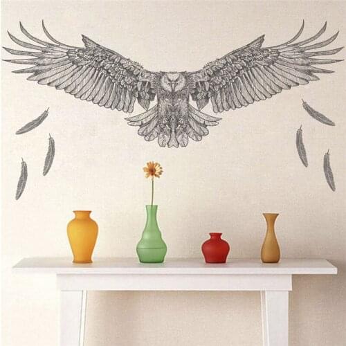 Flying Owl Wall Stickers Living Room Bedroom Home Decoration Animal Mural Art Diy Pvc Safari Bird Wall Decal