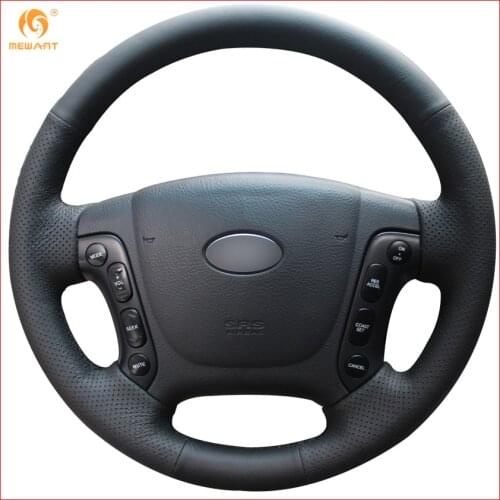 MEWANT for Hyundai Santa Fe 2006 2007 2008 2009 2010 2011 2012 Black Artificial Leather Car Steering Wheel Cover Accessories