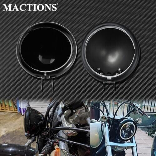 Motorcycle 5.75 Inch Headlight Housing Bucket Grill Cover Gloss Black/Matte Black For Harley Touring Stree Glide Dyna Sportster