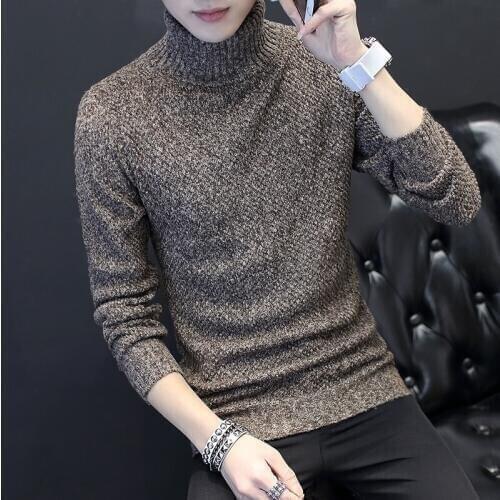 New Arrival MenS Sweater Mens Turtleneck Solid Color Casual Sweater Mens Slim Fit Brand Knitted Pullovers Plus Size 3XL