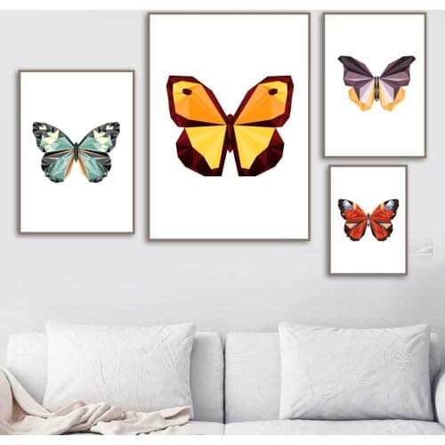 Colorful Geometric Butterfly Wall Art Nordic Style Canvas Print Painting Animal Poster Nursery Decorative Picture for Kids Room