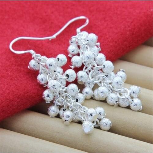 New 925 Sterling Silver Earrings Exquisite Frosted Bead Earrings for Women Fashion Jewelry Wedding Gift