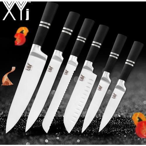 XYj Kitchen Stainless Steel Knives Accessories Paring Utility Santoku Chef Slicing Bread Stainless Steel Knives New Arrival 2019