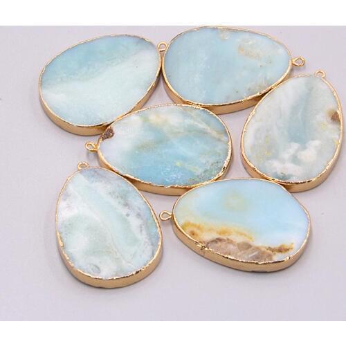 Natural blue amazonite gem stone pendant for necklace bracelet earring Accessories jewelry making stone pendants charm wholesale