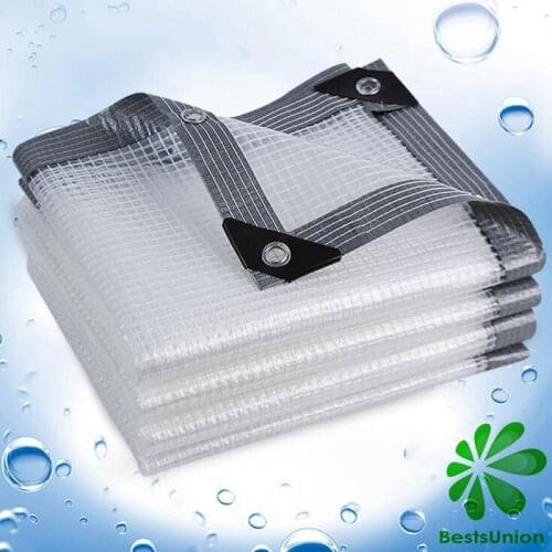 Transparent Grid Tarpaulin Sunscreen PVC Waterproof Cover Home Garden Plastic Tarp Flowers Succulent Raincloth Various Size