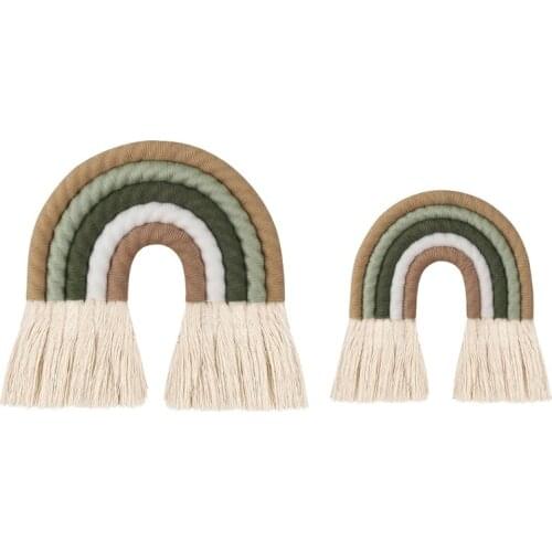 Rainbow Wall Hanging Ornament Handmade Woven Tassel Macrame Home Decoration for Nursery Kids Room Art Craft