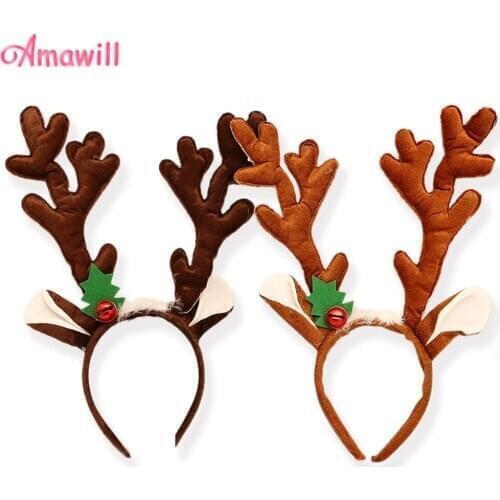 Christmas Reindeer Headband Big Antlers Head Buckle Deer Horn Kids Adults Hair Accessories New Year Party Decoration Headband