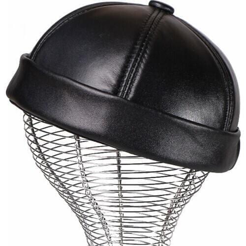 Real Leather retro hat casual landlord hat sheepskin cap thin round male caps fashion winter and autumn luxury hats