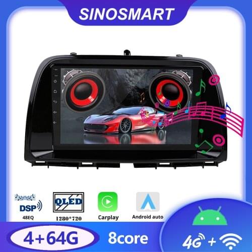 Sinosmart Car GPS Navigation Radio for Mazda 5 Android CX-5 2013-2016 2.5D 8 Core CPU, DSP Support 4G LTE/ BOSE Soundsport Free