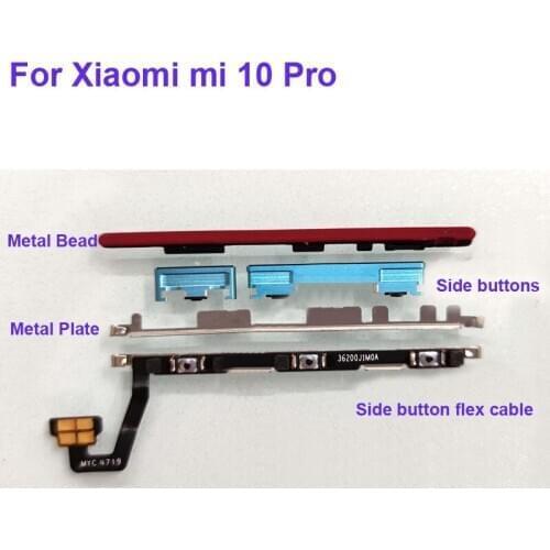 Blue Metal Side Button For Xiaomi Mi 10 Pro Switch Power On Off Button + Volume Button Ceramica Mi 10pro Buttons Set Clip