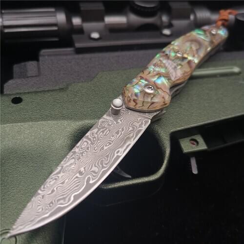 165mm (6.5') 58HRC Folding Knife Pocket Knives Damascus Tactical Outdoor Survival Hunting Knifes EDC Tool Collection,Gift