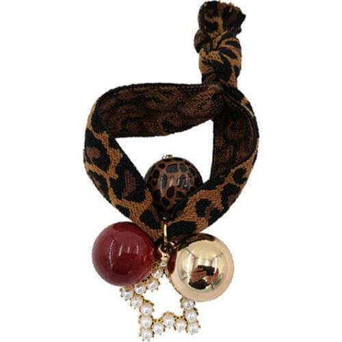 Hair Ropes Women Pearl Pentagram Rubber Band Vintage Leopard Print Hair Elastic Ropes Hair Ring Female Headwear Accessories