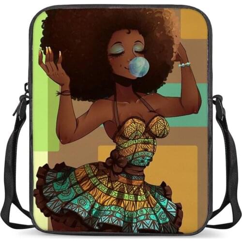 HYCOOL Women Cross-Body Bags African Art Black Girl Bubble Gum Print Children Mini Schoolbag Girls Ladies Fashion Shoulder Bag