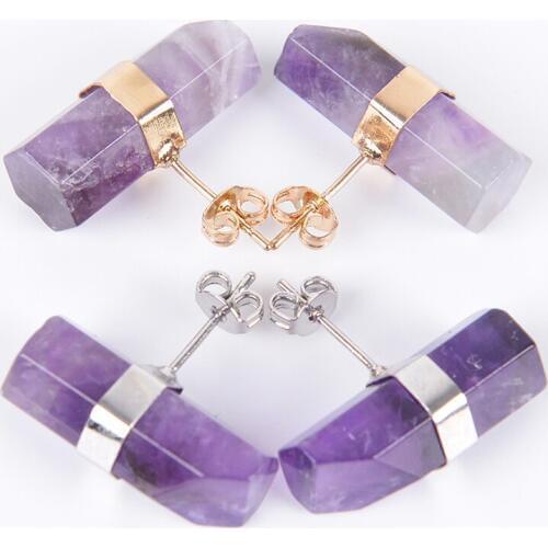 Fashion Earrings 2019 Piercing Studs Earings Fashion Jewelry Gold Color Natural Stone Clear Crystal Earring for Women R035