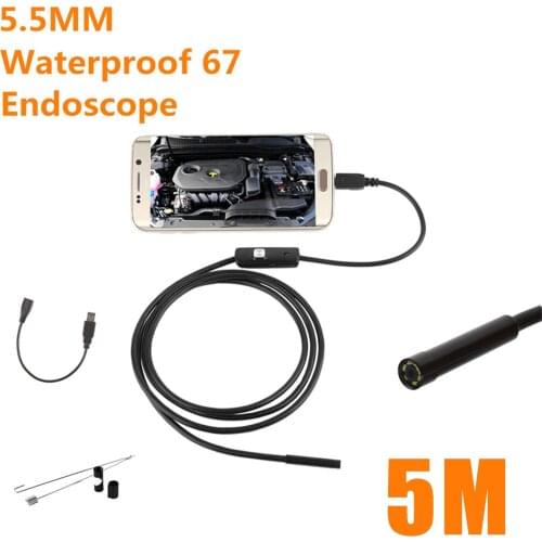 5.5mm Endoscoop Camera Flexibele IP67 Waterproof Inspectie Borescope Camera Voor Android USB PC Notebook 6 LEDs Verstelbare