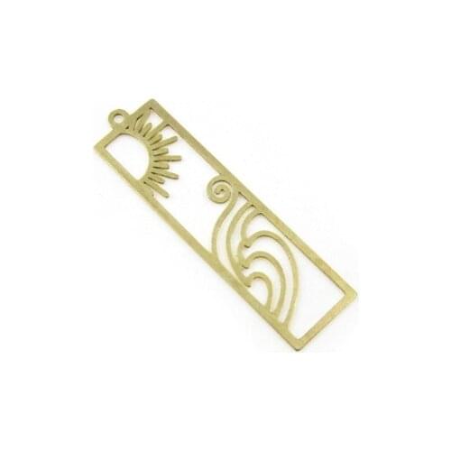 Brass earring charm Rectangle brass sun cloud pendant 41x11x0.8mm Brass findings -6pcs R1513