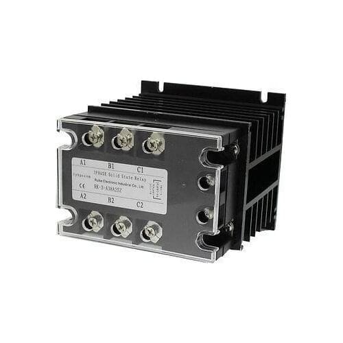 AC-AC 25A 90-280VAC/ 380VAC 3 Phase SSR Solid State Relay w Heat Sink