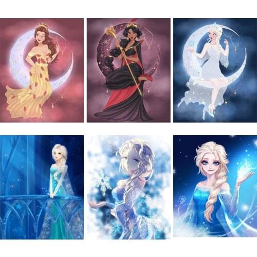 Diy Disney Princess Series Diamond Painting Full Square/Round 5D Cartoon Character Diamond Embroidery Cross Stitch Decoration