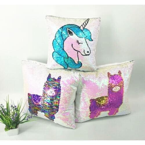 Glitter Mermaid Unicorn Sequins Pillow Cushion Cover Christmas Pillow Case Throw Pillow Case Cafe Home Sofa Cushion Decor