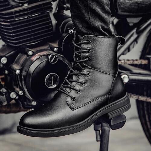 Fashion Men Motorcycle Retro Ankle Boots Leather Lace Up Shoes For Autumn Winter Mens Boots Winter Warm Shoes Men