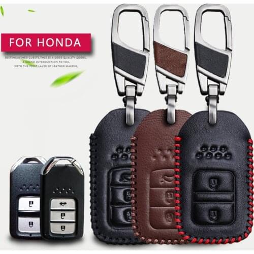 Real Leather Car Key Case Cover For Honda CRV SH Fit HRV Accord 2020 Civic 2008 2017 4D Forza Freed Vezel Jazz Pilot Key Chain