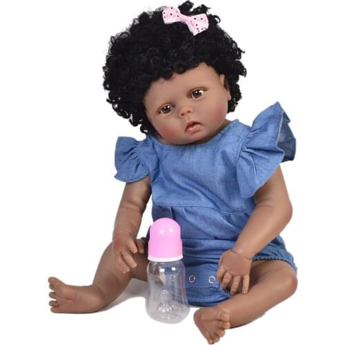 Girl Baby African Black Girl Lifelike 55cm Dolls Baby Toys For Kids Children Play Vinyl Dolls newborn Baby doll