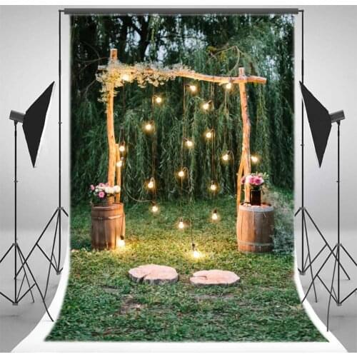 Photography Backdrops Lights Garland Gate Wedding Ceremony Scene Background Photo Background Children Backdrops for Photo Studio