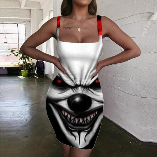 Giyu Brand Clown Dresses Women Funny Halter Sleeveless Cosplay Ladies Dresses Womens Clothing Summer Vintage Beach High Quality