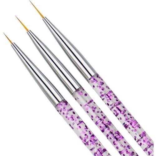 3Pcs/set Nail Art Liner Painting Pen Tips DIY Acrylic Brushes French Lines Stripes Flower Grid Painting Drawing Pen