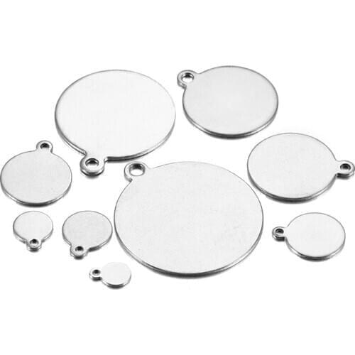 50pcs/Lot 6-30mm Stainless Steel Round Disc Pendant Blank Charms Pendants for Logo Hanging Tags DIY Jewelry Findings Accessories