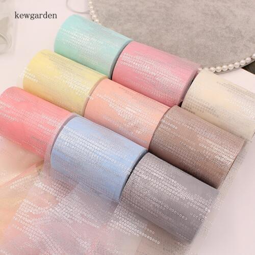 Kewgarden Sequin Lace Gauze Voile Ribbon 6CM 10CM DIY Boknot Accessories Handmade Tape Packing Webbing 20 Meters