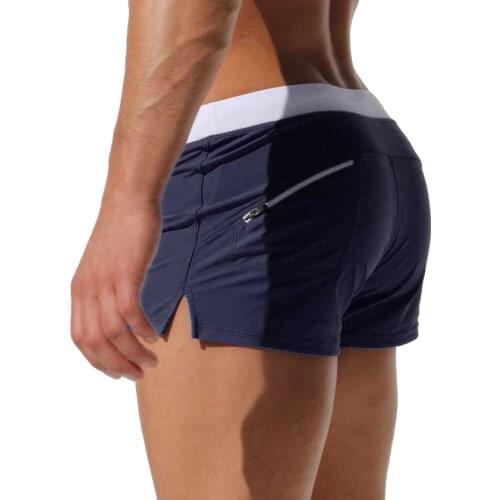 Austinbem Brand Men Sexy Swimwear Swimsuits Mens Swimming Trunks Zipper Pocket Style Mens Swim Brief Gay Pouch Beach Surf Board