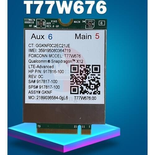 Lt4220 X12 LTE T77W676 917817-100 917816-001 4G WWAN M.2 450Mbps LTE Modem For Elite X2 1030 G3 EliteBook X360 1030 G3