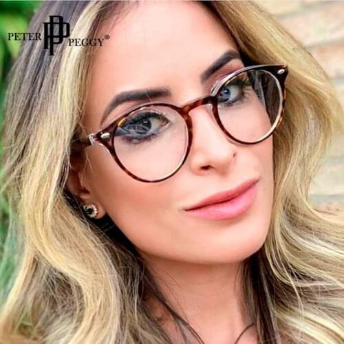 Optics Prescription Men Frames Luxury Brand Myopia Glasses Frames Women Glasses Vintage Leopard Round Transparent Lens