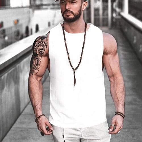 Men Tank Top 2021 Muscle Mens Bodybuilding Fashion Basketball Summer Undershirt Mens Cotton Singlet Sleeveless Tank Top Male