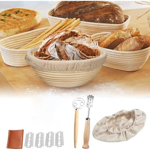 Round/Oval Banneton Bread Proofing Basket Set Rattan Sourdough Proving Wicker Baskets Bread Baking Molds for Dough Fermentation