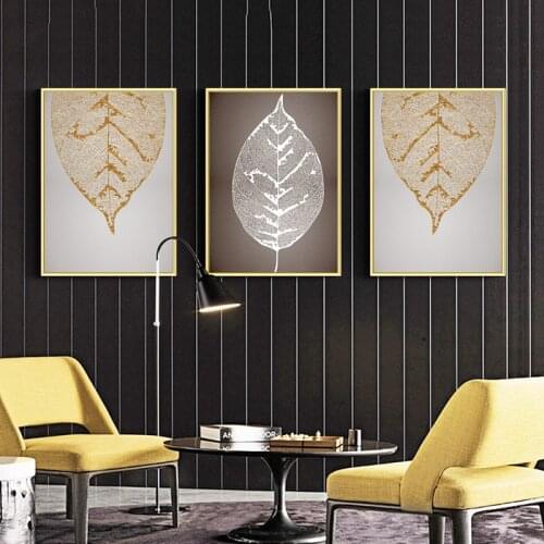 Rose Gold Leaf Wall Art Canvas Posters and Prints Abstract Painting Nordic Decoration Wall Pictures for Living Room Home Decor