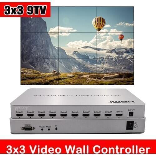 3x3 HDMI Video Wall Processor Matrix Controller Splicer Splitter Display 3x2 2x2 3x1 1x3 2x3 4x2 2x4 HDMI video controller with