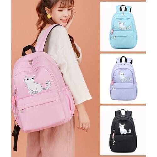 SWDF New Nylon School Bags For Girls Teenagers Backpack Multifunction Cute Cat Women Travel Backpacks Children Bag Book Mochilas