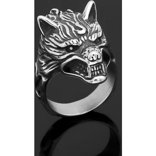New hot Nordic mythology Viking Celtic knot Odin wolf head metal stainless steel ring