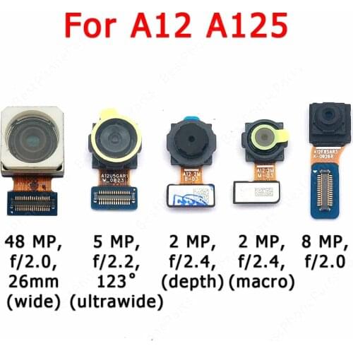 Original Front Back Camera For Samsung Galaxy A12 A125 Facing Frontal Backside Rear Small Selfie Camera Module Spare Parts