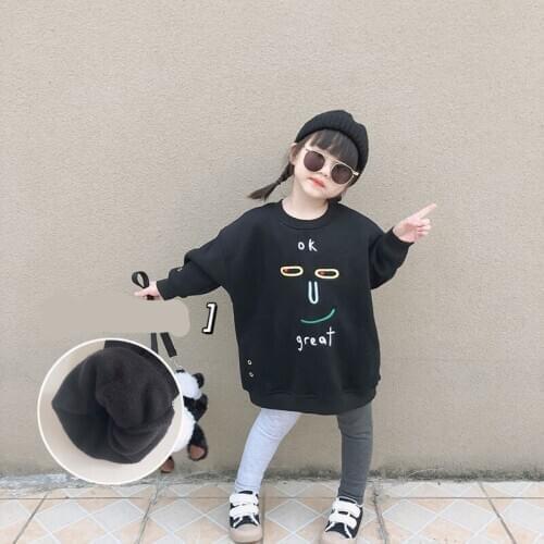 Autumn Winter New Childrens Hoodie Baby Boys and Girls Korean Print Thicken Sweatshirt Kids Clothing Baby Plus Velvet Pullovers